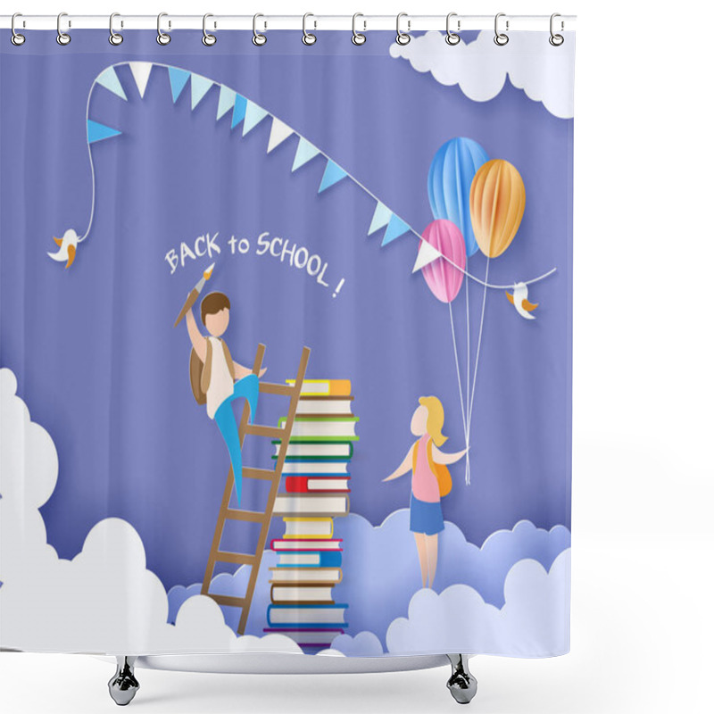 Personality  Back To School Card Kids And Books Shower Curtains