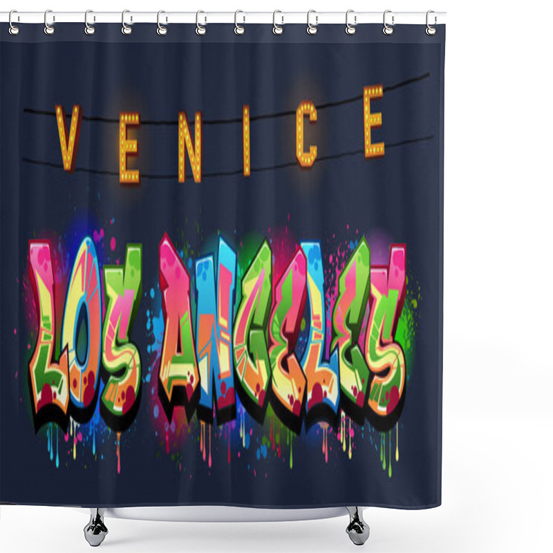 Personality  A Cool Genuine Wildstyle Graffiti Name Design - Los Angeles Venice Beach Shower Curtains