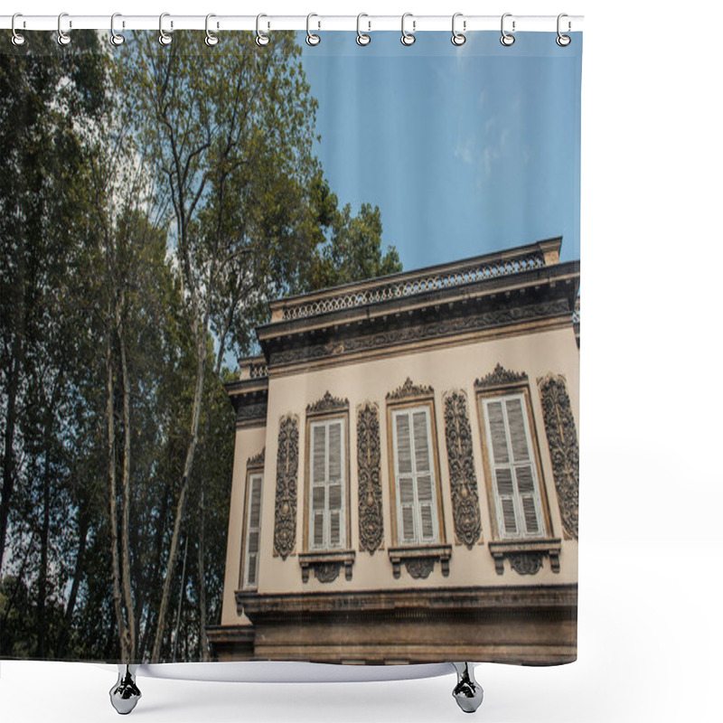 Personality  Low Angle View Of Ornament On Facade Of Building In Istanbul, Turkey  Shower Curtains