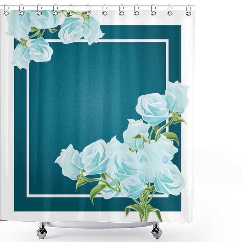 Personality  Rose Blue Postcard Shower Curtains