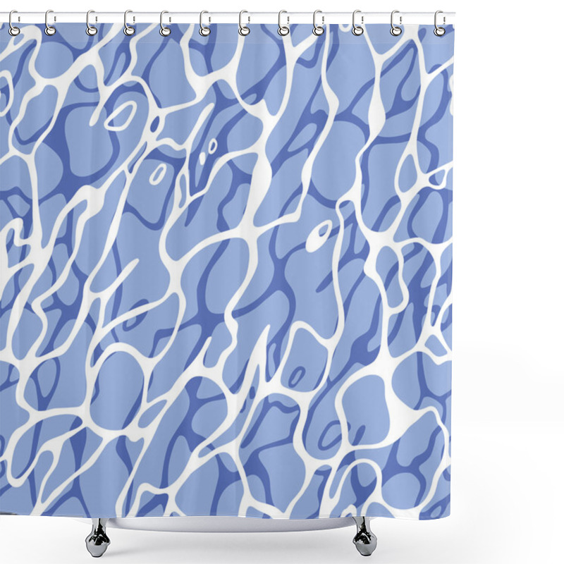 Personality  Abstract Blue Water Waves Seamless Pattern Shower Curtains