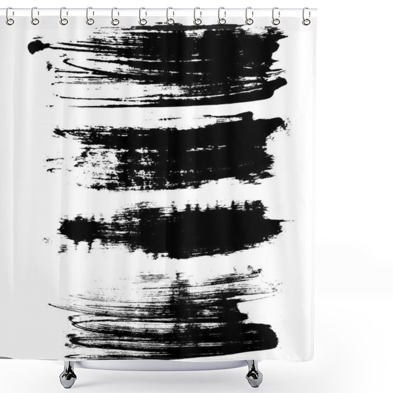 Personality  Set Of Abstract Smears Of Black Ink Shower Curtains