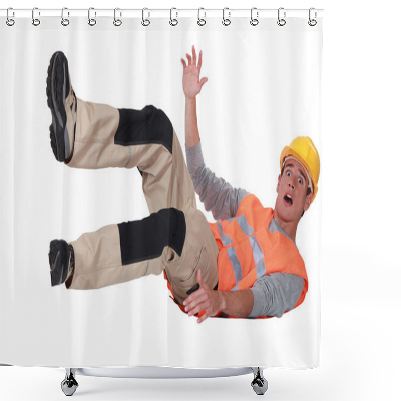 Personality  Labourer Falling Backwards Shower Curtains