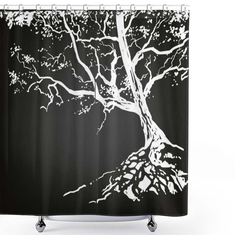 Personality  Hand Drawn Tree Sketch Shower Curtains