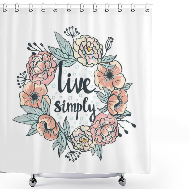 Personality  Wreath Of Roses And Peonies Shower Curtains