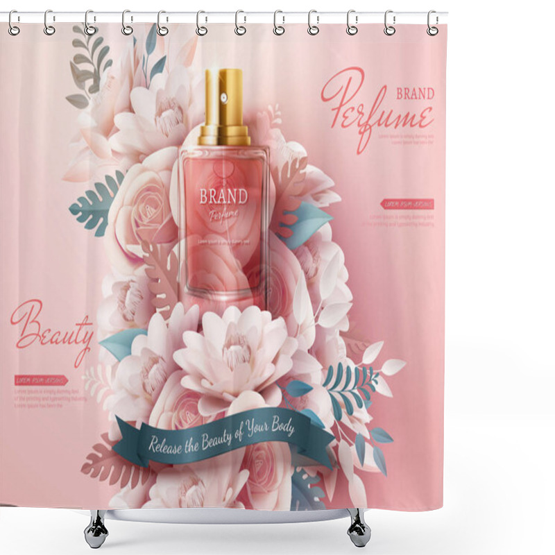 Personality  Perfume Ads With Paper Flowers Shower Curtains