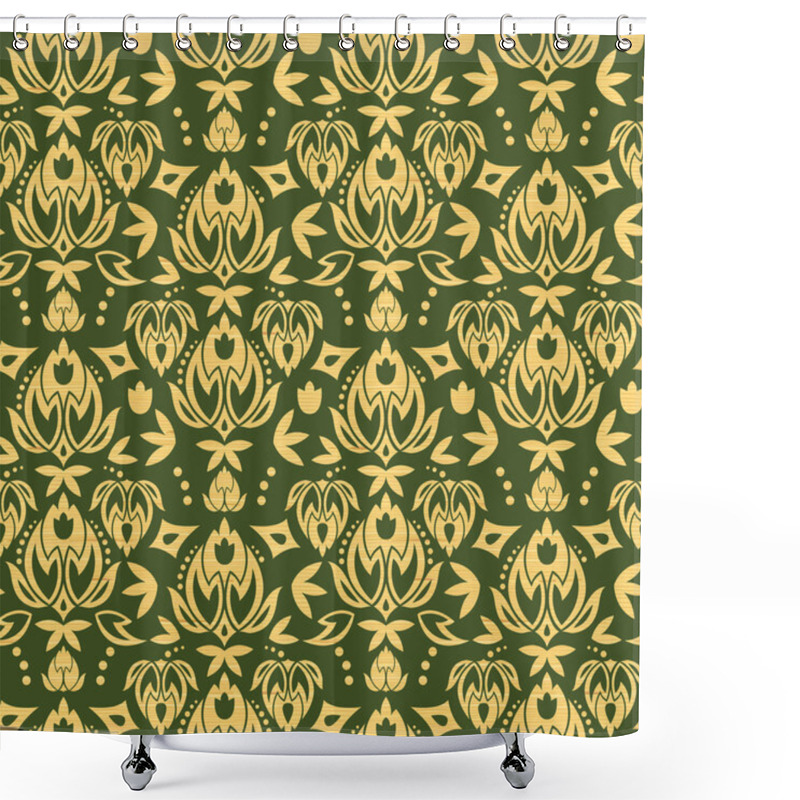 Personality  Wooden Floral Damask Seamless Pattern Background Shower Curtains