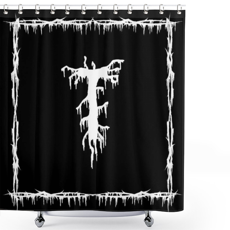 Personality  Metal Music Band Font.White Smudged And Tattered Letter On Black Background. Shower Curtains