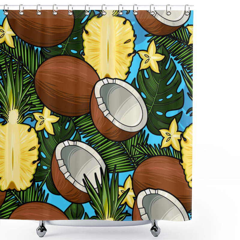 Personality  Seamless Coconut And Pineapple Shower Curtains