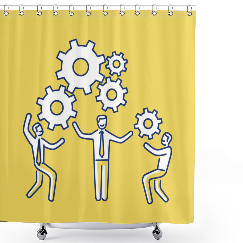 Personality  Vector Teamwork Skills Icon Of Businessmans Shower Curtains