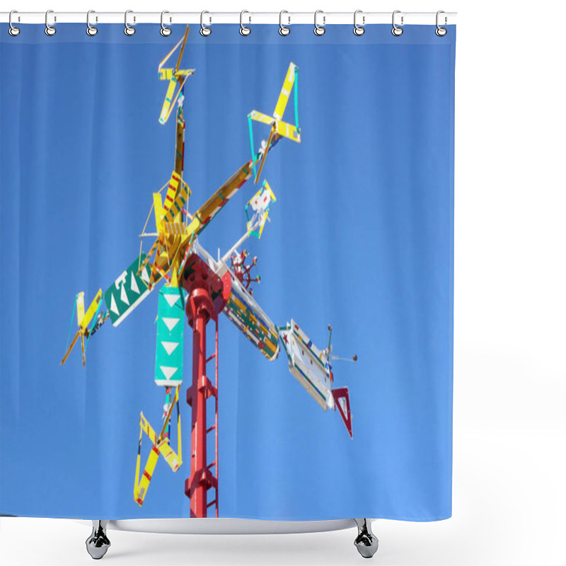 Personality  Whirligig Sculpture By Vollis Simpson In The Whirligig Park In Wilson, North Carolina, USA - January 26, 2019 Shower Curtains