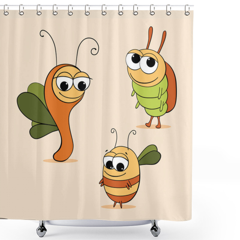 Personality  Funny Cartoon Beetles Shower Curtains