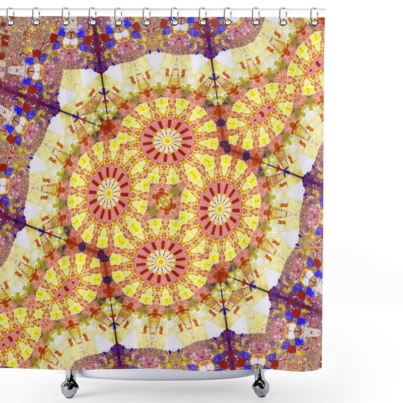 Personality  Generated Fractals Pattern - Abstract Art Geometric Background - Digital Artwork Graphic - Fantasy Illustration - Symmetrical Decoration - White Purple Orange Geometrical Fractal Chaos - Modern Shower Curtains