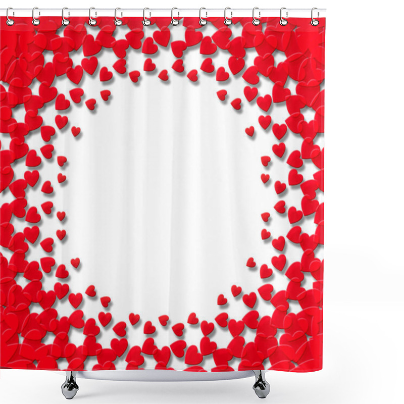 Personality  A Card Design With Vibrant Red Hearts On A White Background Circle Area For Copy Space In The Centre Shower Curtains