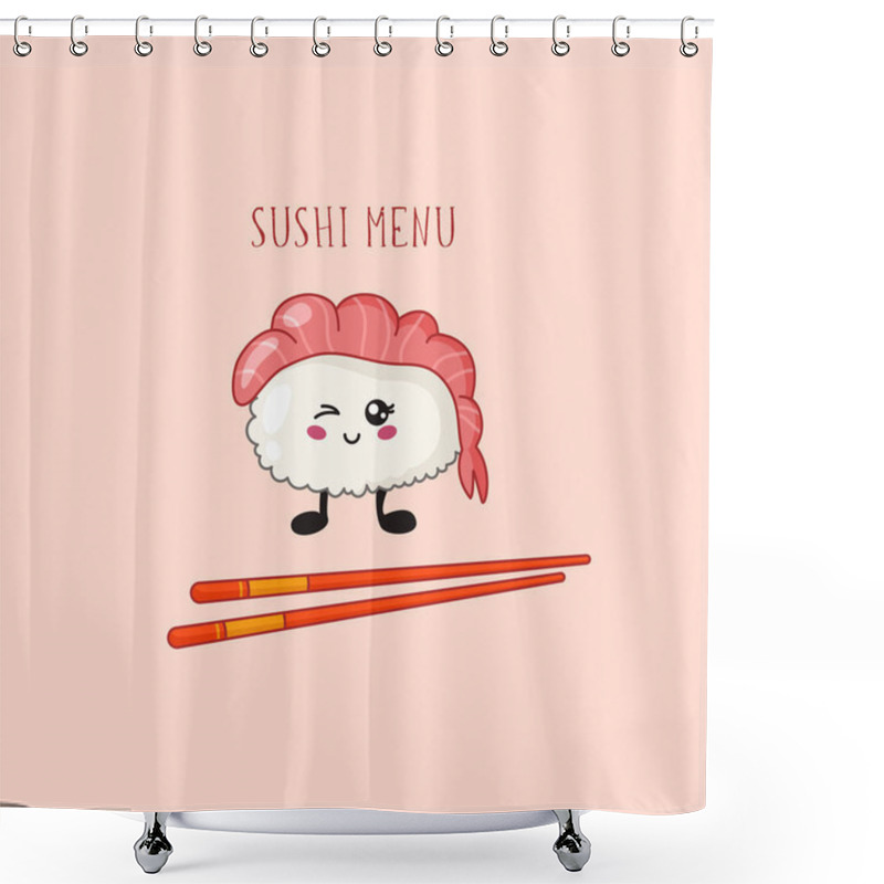 Personality  Kawaii Sushi Set Shower Curtains