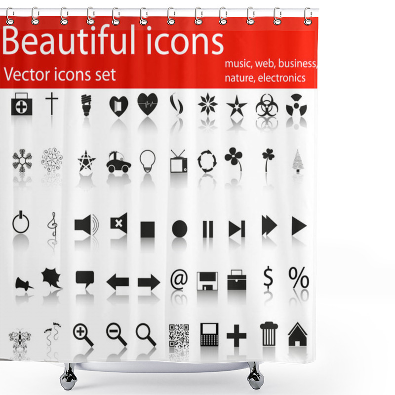 Personality  Vector Icons Set Shower Curtains