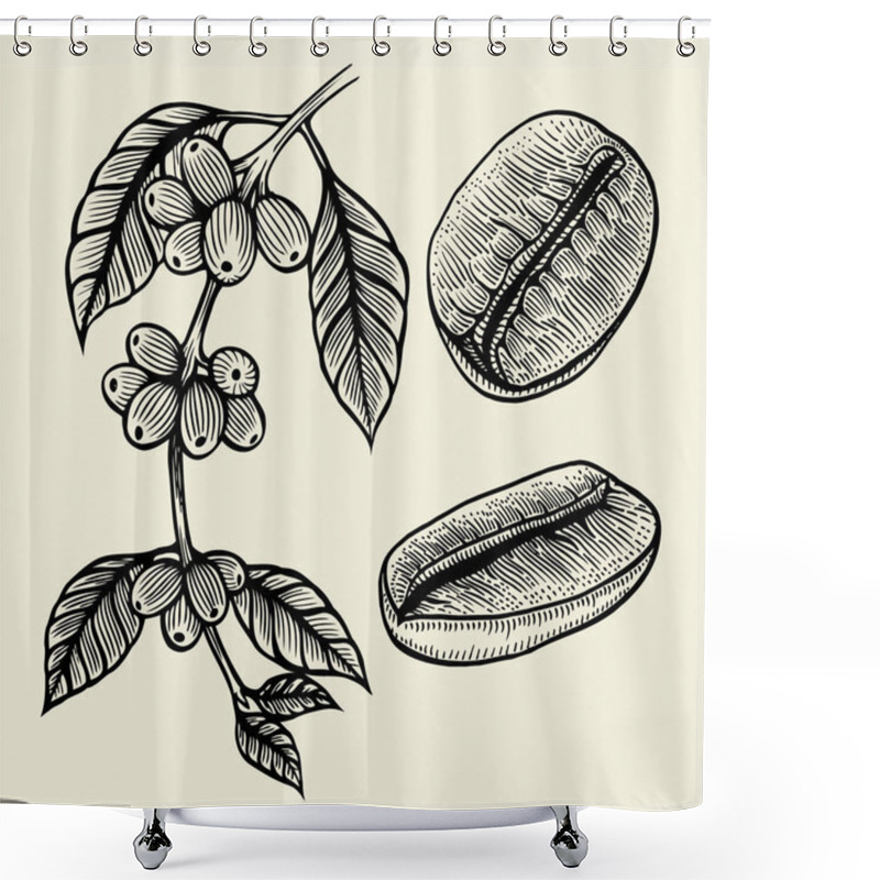 Personality  Coffee Plant Branch Shower Curtains