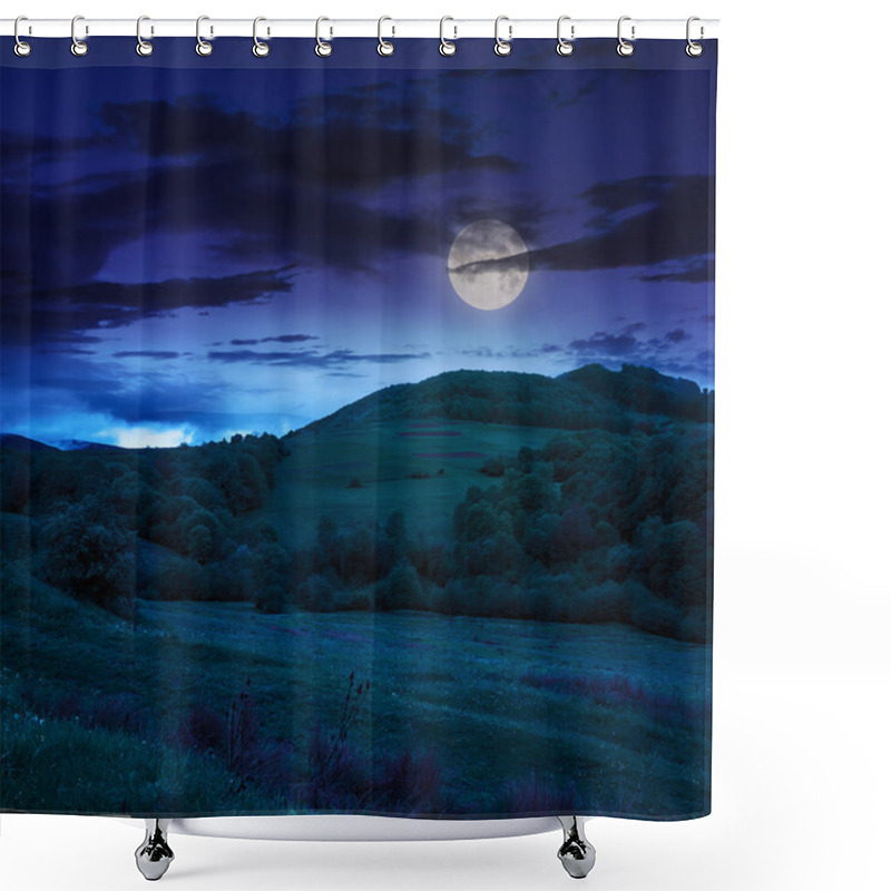 Personality  Forest Near Valley In Mountains At Night Shower Curtains