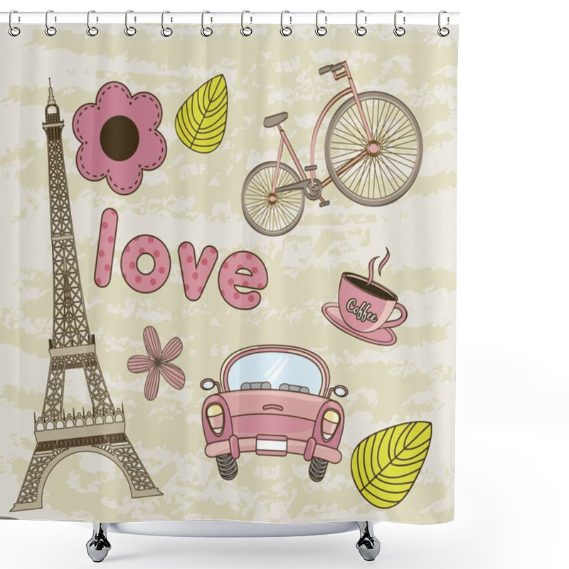 Personality  Paris Vector Shower Curtains