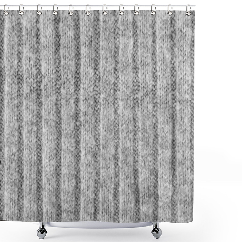 Personality  Knitted Striped Fabric Texture Background. Gray Textile Pattern, Soft And Comfortable Natural Wool Material Pattern Shower Curtains