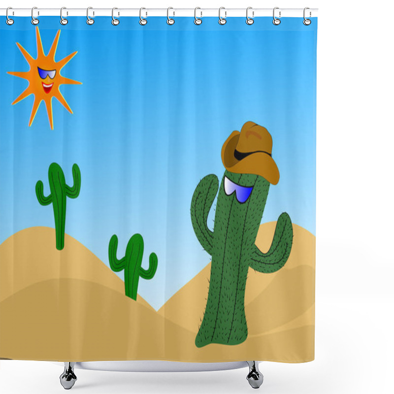 Personality  Cartoon Cactus Illustration Shower Curtains