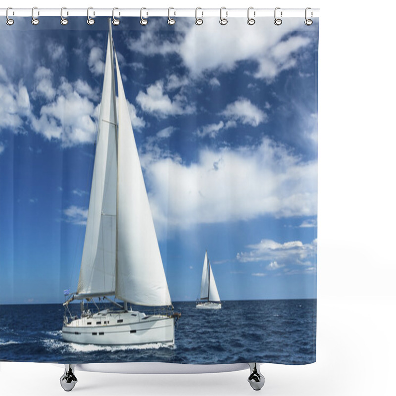 Personality  Sailing Through The Waves Shower Curtains