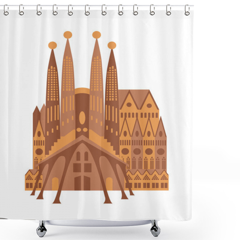 Personality  Spanish Cathedral Vector Illustration. Shower Curtains