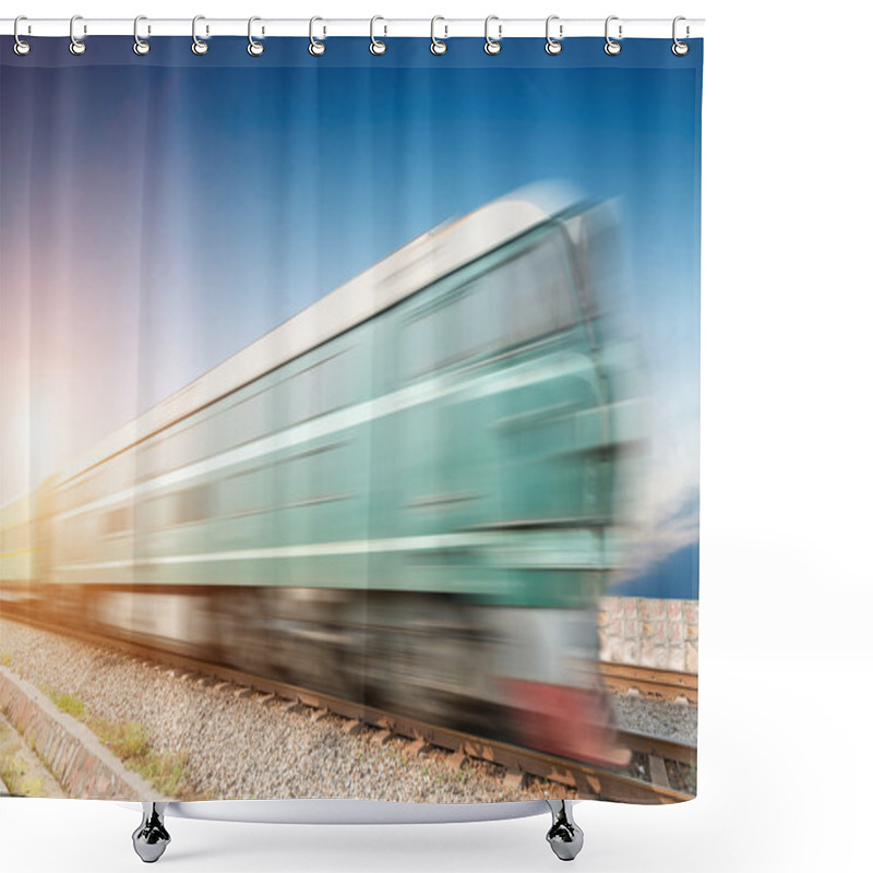 Personality  Old Train With Green Wagons Shower Curtains