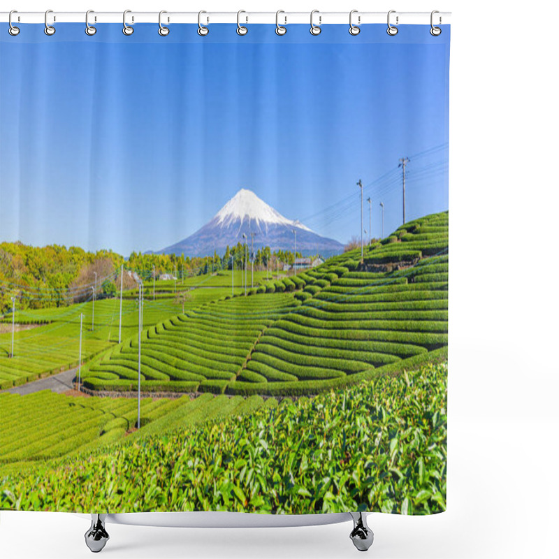 Personality  Fuji Mountain And Green Tea Plantation, Fujinomiya , Shizuoka, Japan Shower Curtains