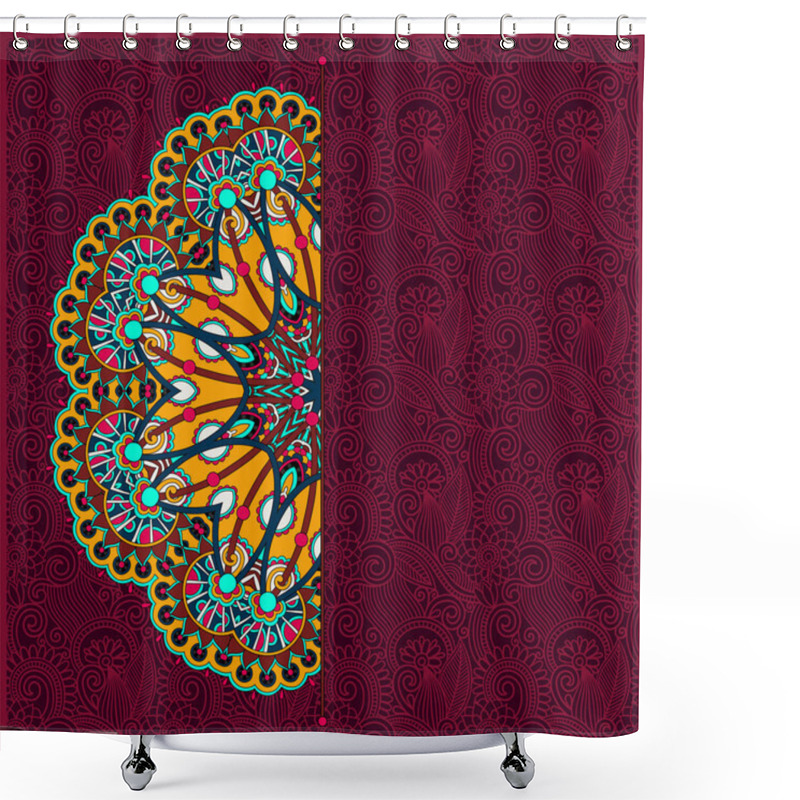 Personality  Floral Round Pattern In Ukrainian Oriental Ethnic Style For Your Shower Curtains