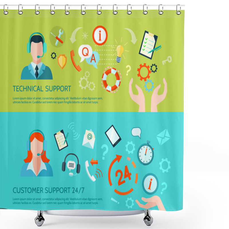 Personality  Technical Assistance And Support Banners Shower Curtains