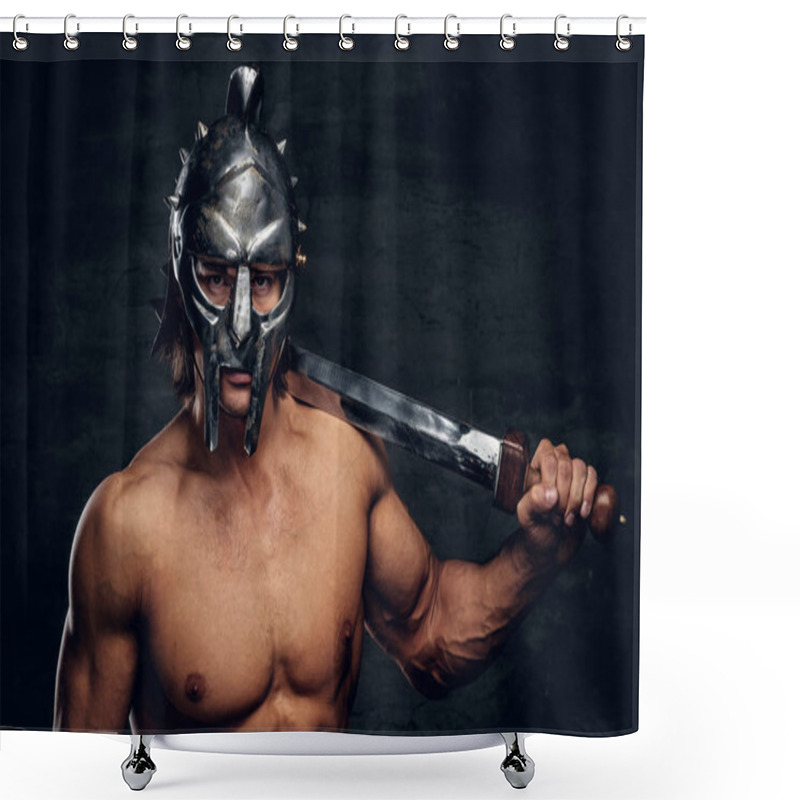 Personality  Strong Gladiator With Sword In His Hands Shower Curtains