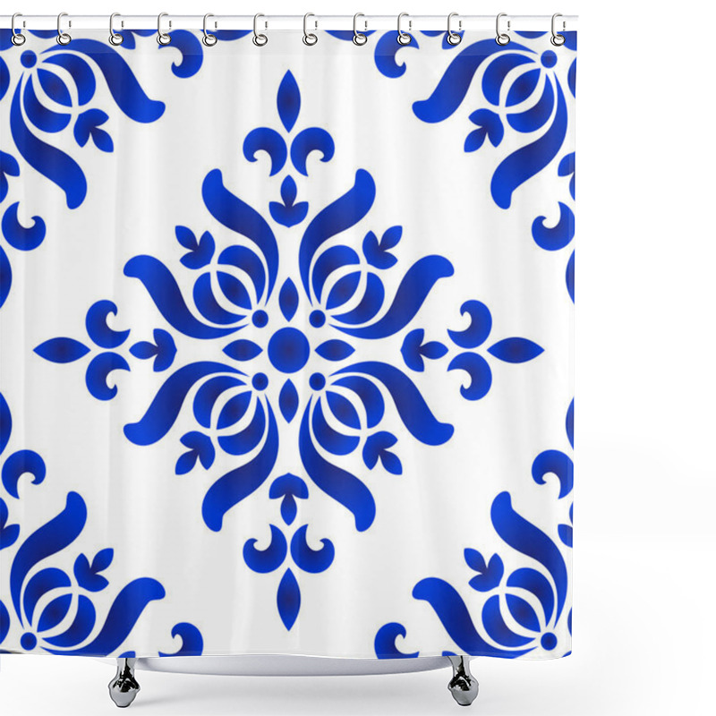 Personality  Blue And White Decorative Floral Pattern Shower Curtains