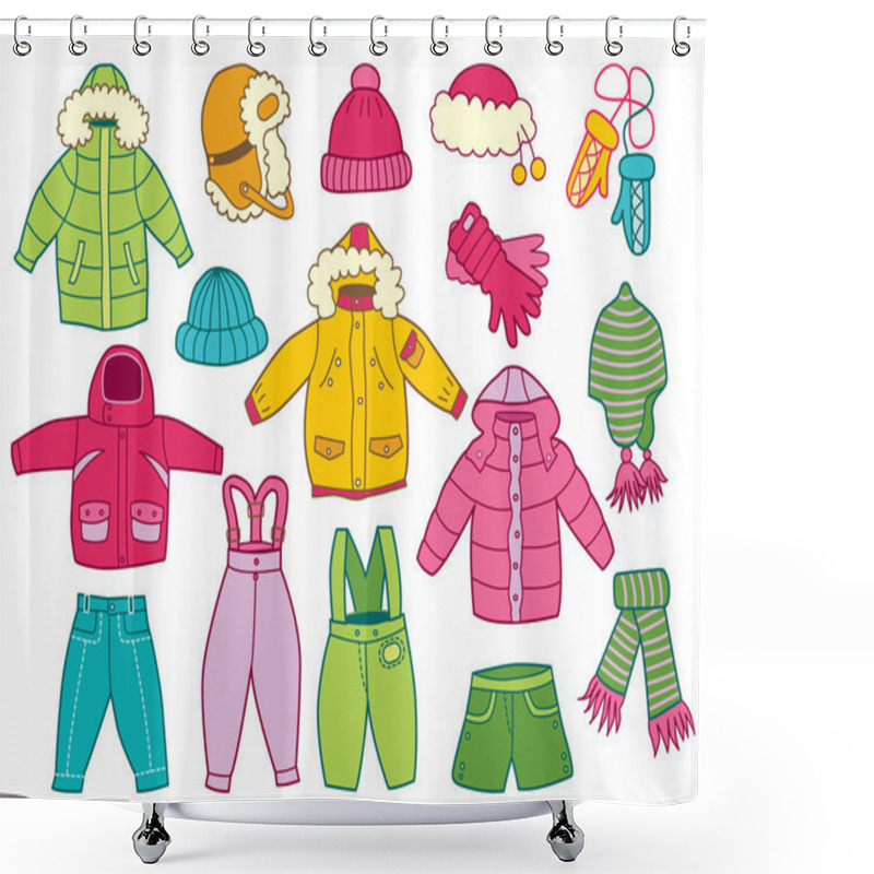 Personality  Collection Of Winter Children's Clothing Shower Curtains