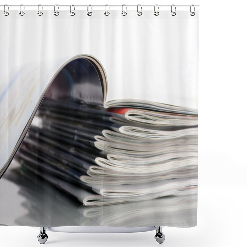 Personality  Stack Of Magazines Shower Curtains