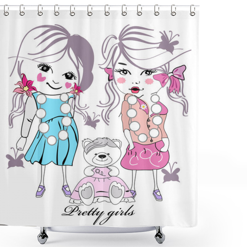 Personality  Fashion Little Girl, Kids Shower Curtains