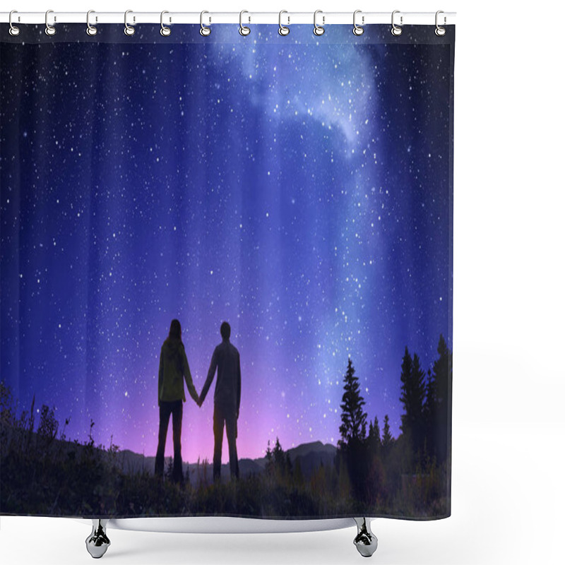 Personality  Way Stars In Mountain Landscape Shower Curtains