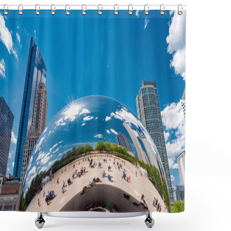 Personality  Millennium Park In Chicago With Famous Cloud Gate - CHICAGO, USA - JUNE 11, 2019 Shower Curtains