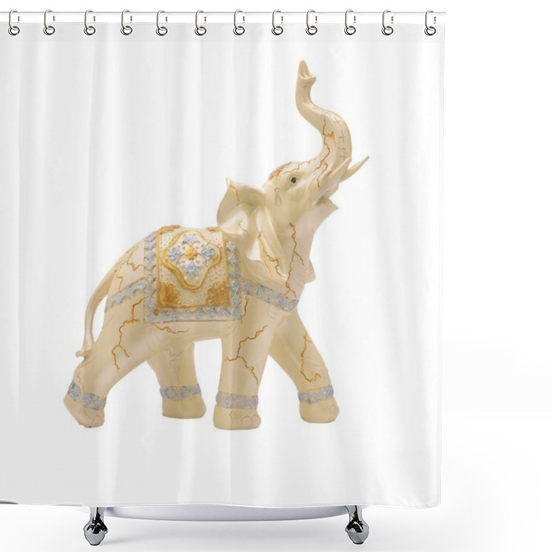 Personality  Figurine An Elephant Isolated On White Shower Curtains