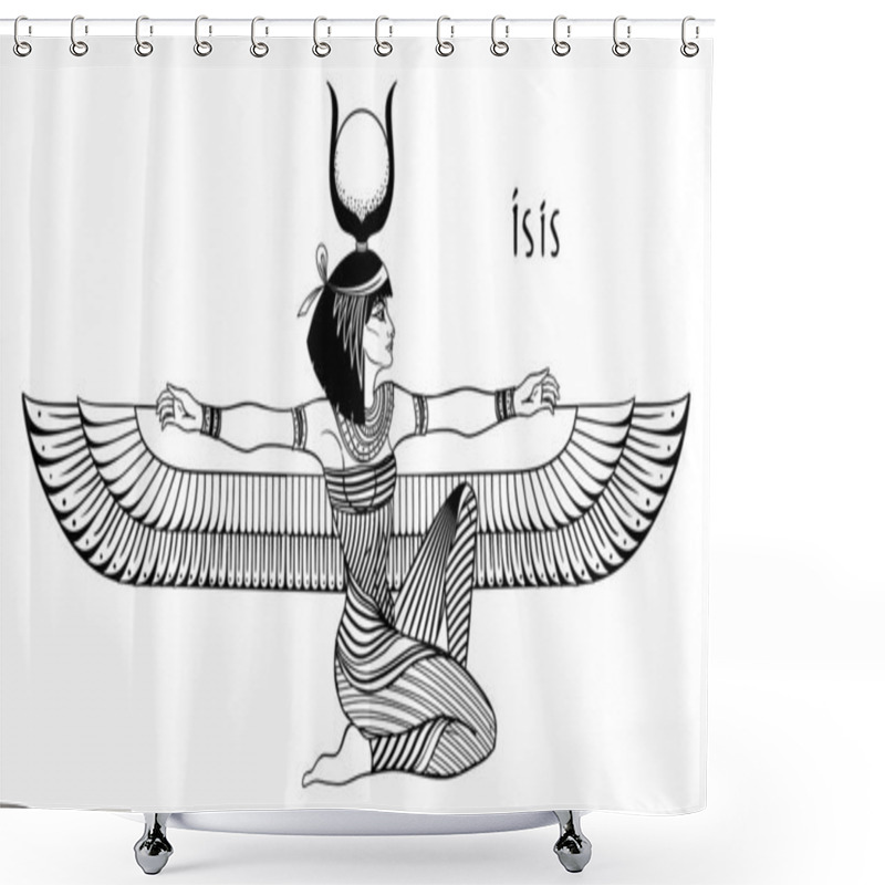 Personality  Isis, Goddess Of Life And Magic In Egyptian Mythology. One Of The Greatest Goddesses Of Ancient Egypt, Protects Women, Children, Heals Sick. Vector Isolated Illustration. Winged Woman. Shower Curtains