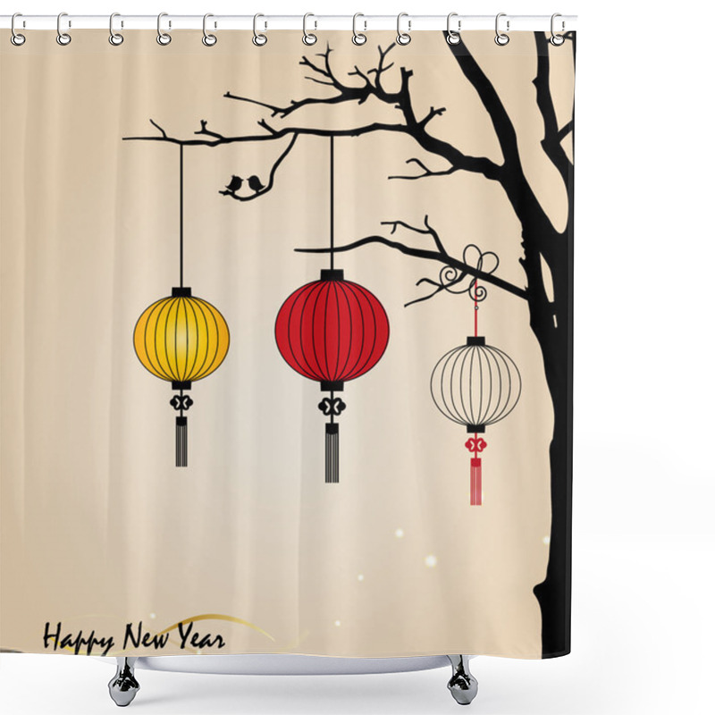 Personality  Big Traditional Chinese Lanterns Will Bring Good Luck And Peace Shower Curtains