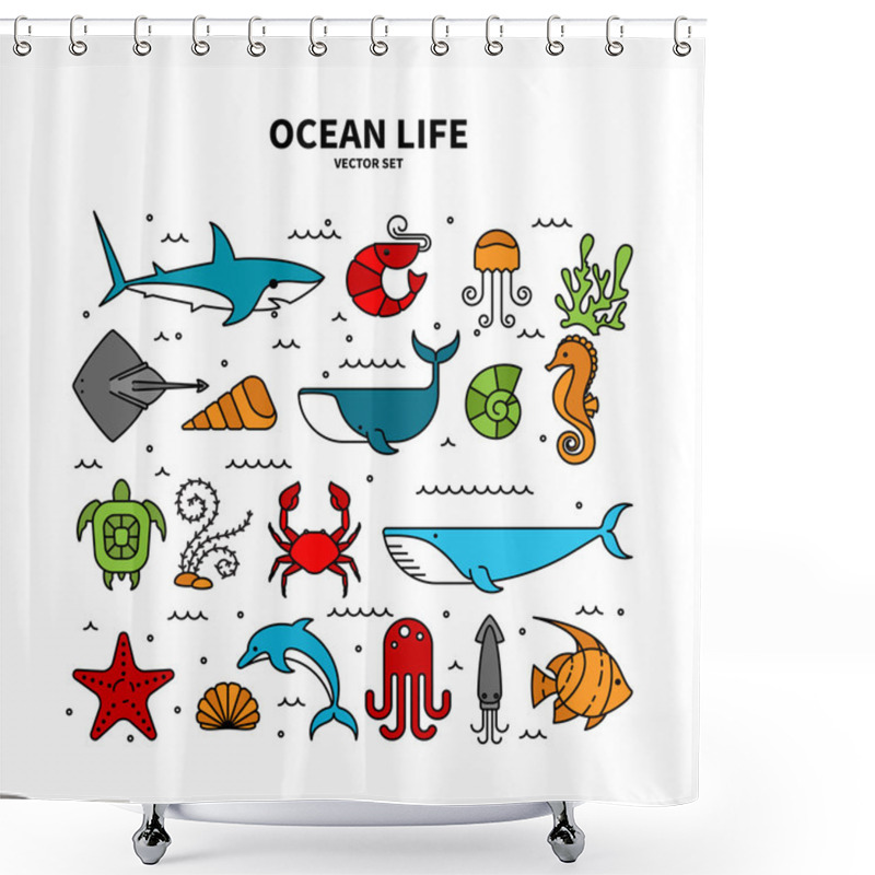 Personality  The Inhabitants Of The Ocean Set Shower Curtains