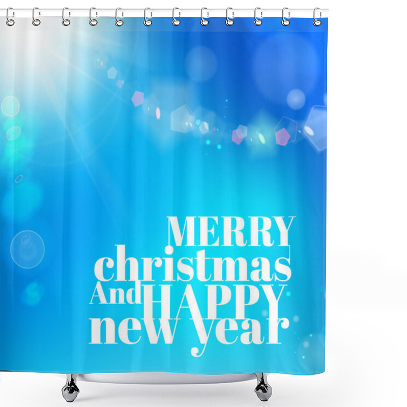 Personality  Christmas Background On Blue Luminous Rays. Shower Curtains