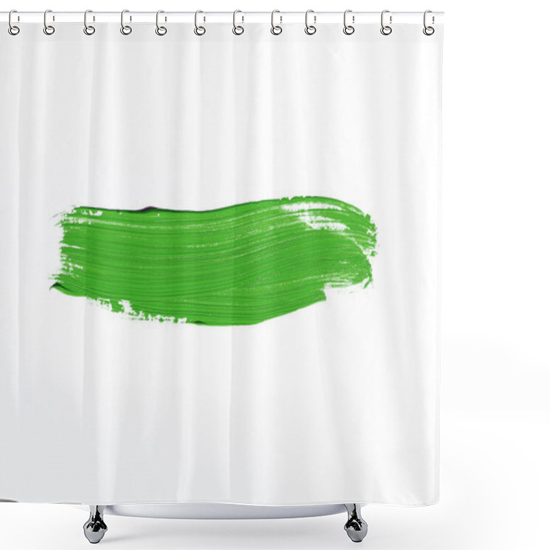 Personality  Green Brush Stroke Isolated Over White Background Shower Curtains