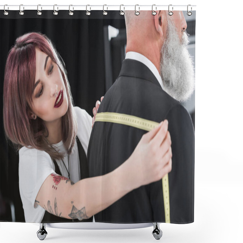 Personality  Tailor Fitting Grey Haired Man Shower Curtains