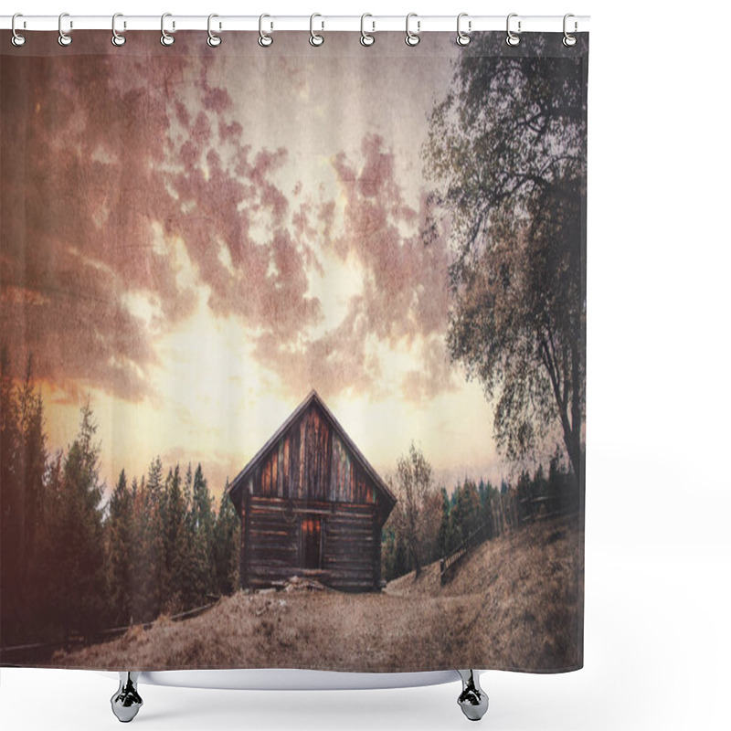 Personality  Old Cracked Wooden House In Forest Shower Curtains