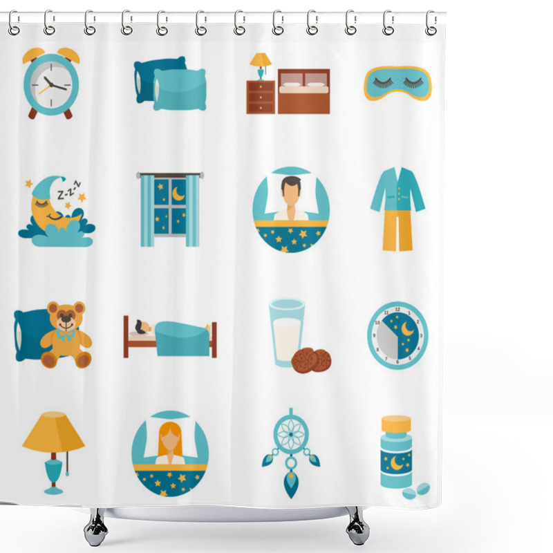 Personality  Flat Icons Sleep Time Shower Curtains