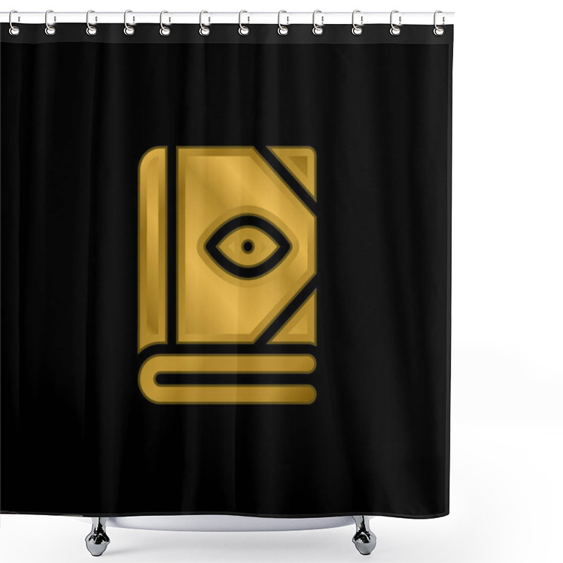 Personality  Book Gold Plated Metalic Icon Or Logo Vector Shower Curtains