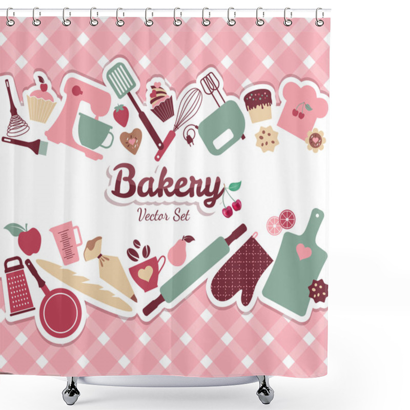 Personality  Bakery And Sweet Illustration Shower Curtains