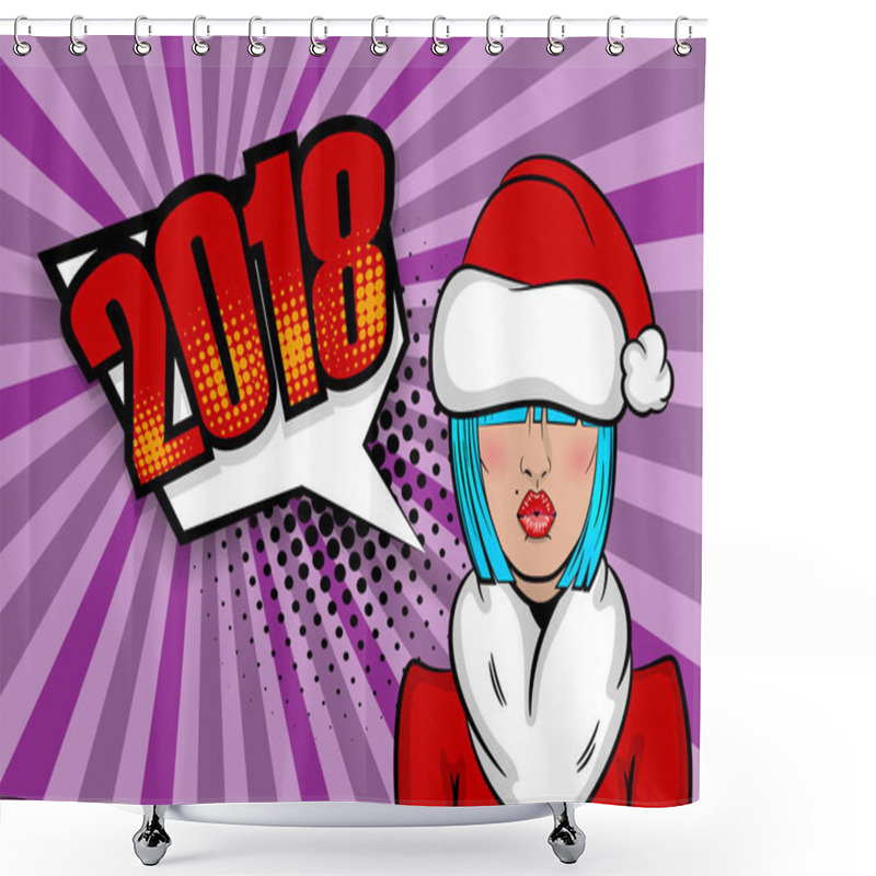 Personality  Woman Pop Art Greeting Christmas Shower Curtains